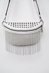 PU Leather Studded Sling Bag with Fringes - Shah S. Sahota