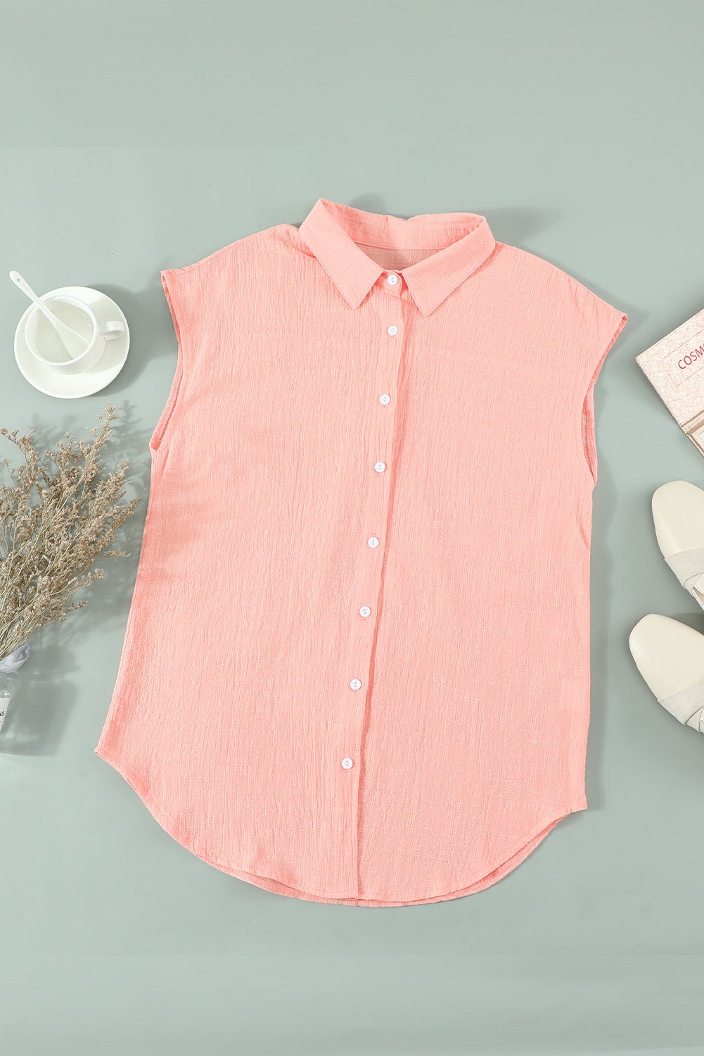Cap-Sleeve Button Down Shirt - Shah S. Sahota