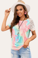 Bright Tie-dye Crochet Raglan Tee - Shah S. Sahota