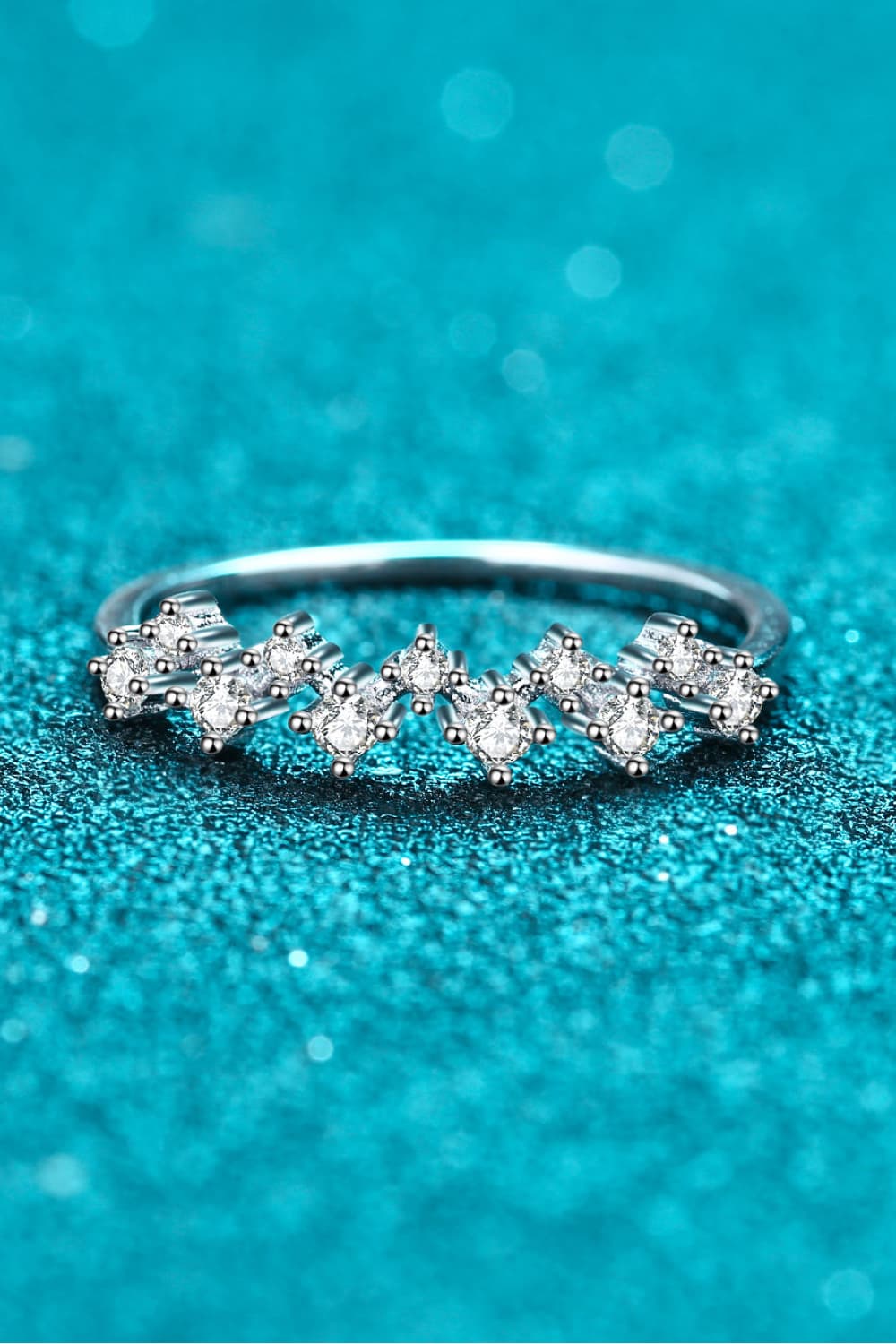 Moissanite Rhodium-Plated Half-Eternity Ring - Shah S. Sahota