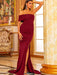 Off-Shoulder Split Dress with Train - Shah S. Sahota