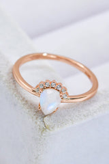 18K Rose Gold-Plated Pear Shape Natural Moonstone Ring - Shah S. Sahota