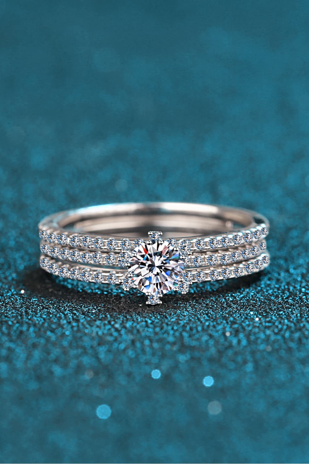 Moissanite 925 Sterling Silver Ring Set - Shah S. Sahota