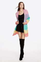 Color Block Open Front Drop Shoulder Cardigan with Pockets - Shah S. Sahota
