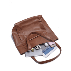 Retro Large Capacity Waxy Leather Tote Bag - Shah S. Sahota