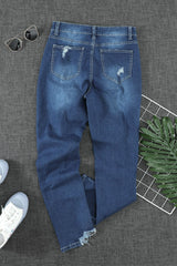 High-Rise Distressed Hem Detail Jeans - Shah S. Sahota