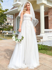 Strapless A Line Wedding Dresses with Cute Waist belt - Shah S. Sahota