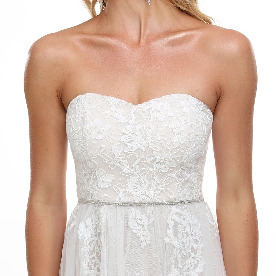 Strapless A Line Wedding Dresses with Cute Waist belt - Shah S. Sahota