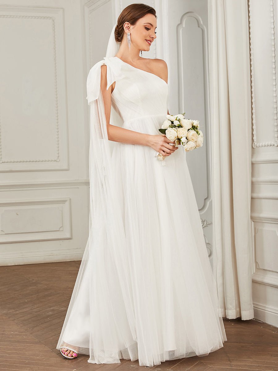 Sexy One Shoulder A Line Floor Length Wedding Dresses - Shah S. Sahota