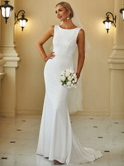 Sleeveless Fishtail Wholesale Wedding Dresses with Round Neck - Shah S. Sahota