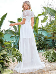 A Line Short Puff Sleeves Wedding Dresses - Shah S. Sahota