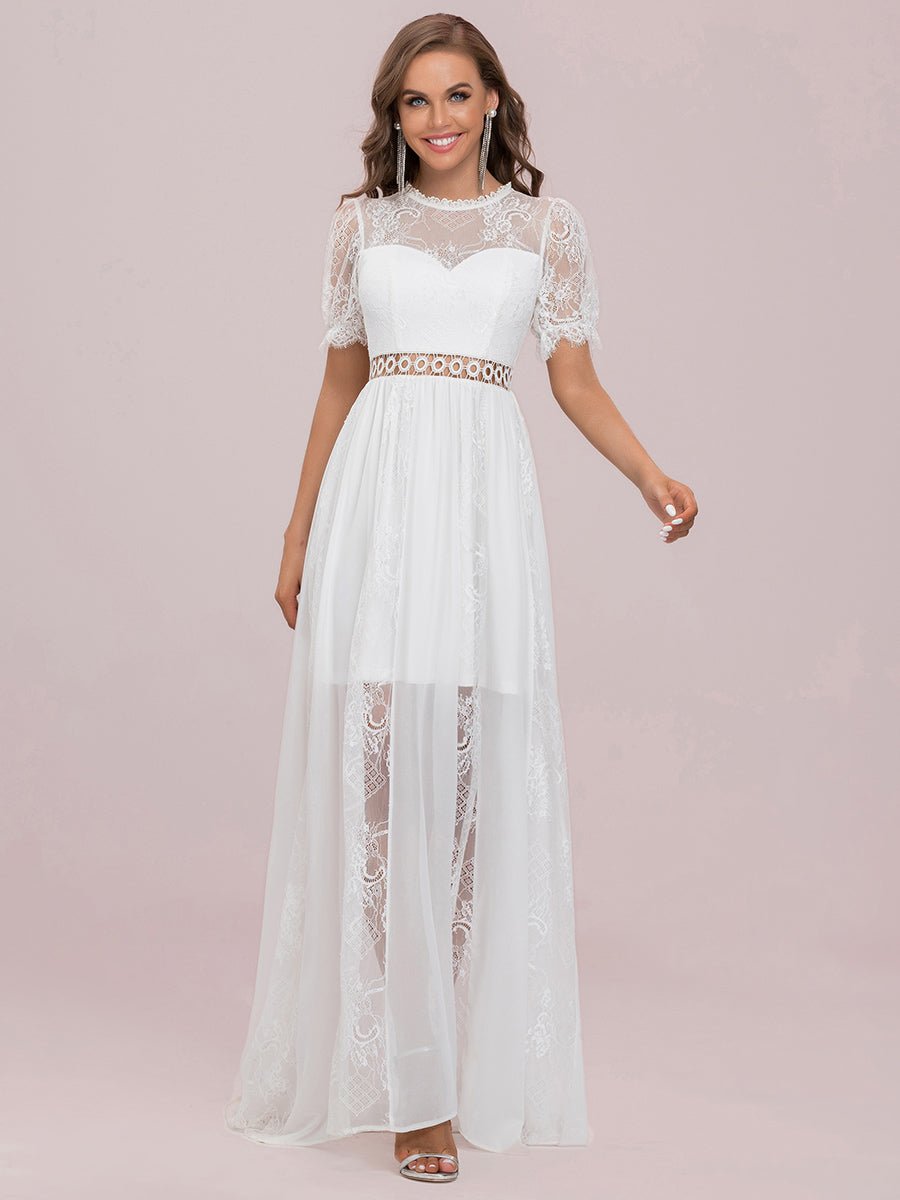 A Line Short Puff Sleeves Wedding Dresses - Shah S. Sahota