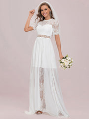 A Line Short Puff Sleeves Wedding Dresses - Shah S. Sahota