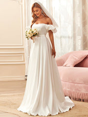 Gorgeous A Line Wedding Dresses With Short Puff Sleeves - Shah S. Sahota