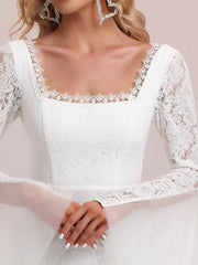 Long Bat-Wing Sleeves Square Neckline Wedding Dresses - Shah S. Sahota