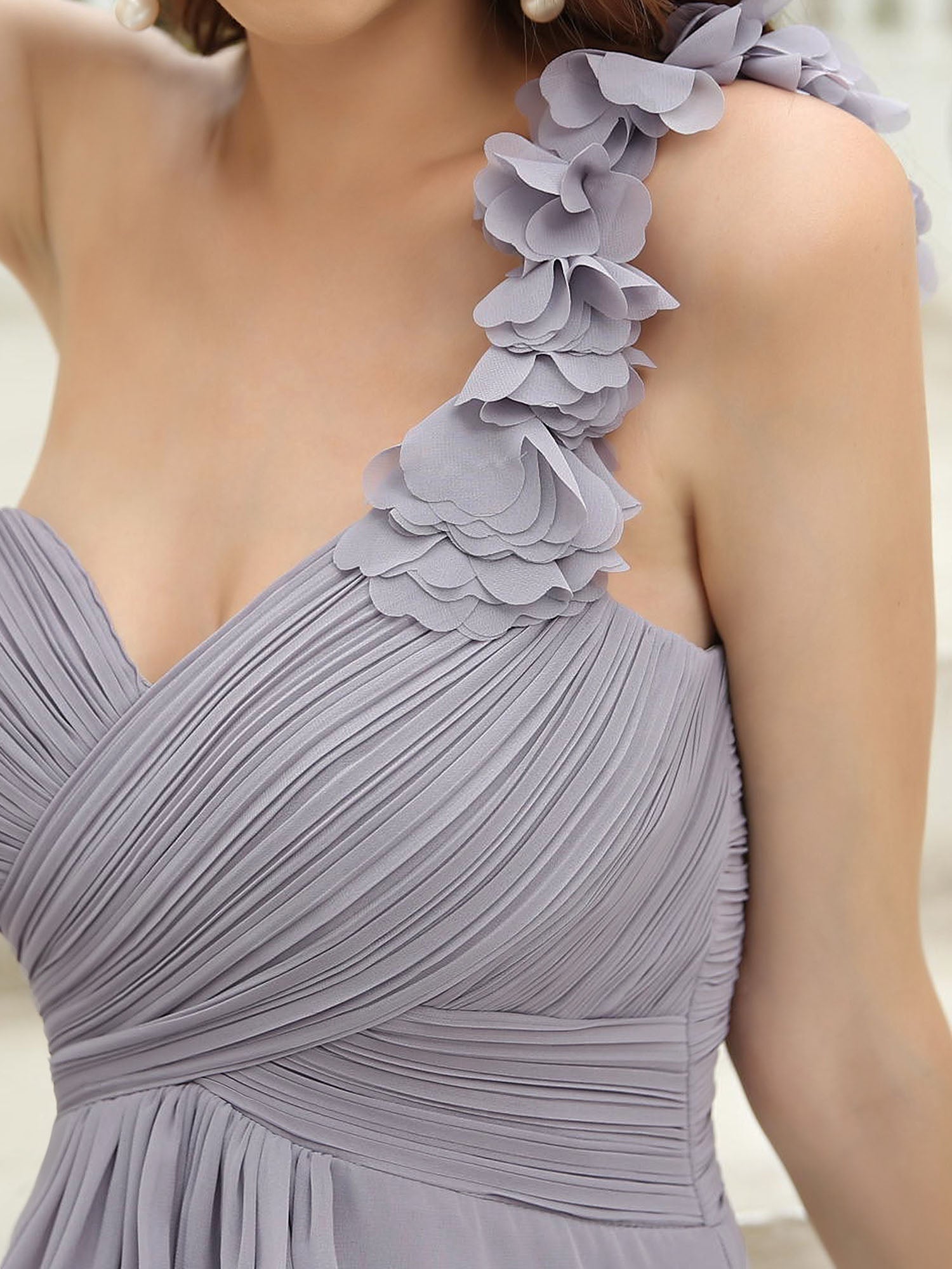 One Shoulder Wholesale Bridesmaid Dresses With Flower Decoration - Shah S. Sahota