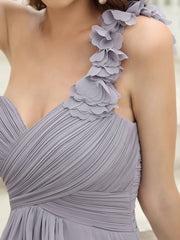 One Shoulder Wholesale Bridesmaid Dresses With Flower Decoration - Shah S. Sahota