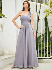 One Shoulder Wholesale Bridesmaid Dresses With Flower Decoration - Shah S. Sahota