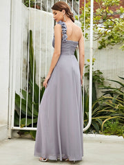One Shoulder Wholesale Bridesmaid Dresses With Flower Decoration - Shah S. Sahota