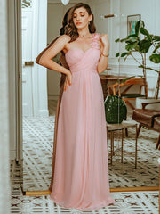 One Shoulder Wholesale Bridesmaid Dresses With Flower Decoration - Shah S. Sahota