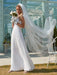 Plain Pleated Chiffon Wedding Dress with Lace Decorations - Shah S. Sahota