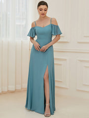 Flattering Deep V Neck Flare Sleeves Bridesmaid Dresses - Shah S. Sahota