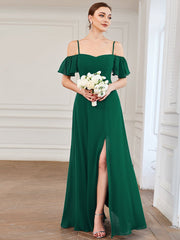 Flattering Deep V Neck Flare Sleeves Bridesmaid Dresses - Shah S. Sahota