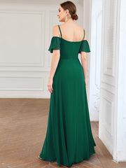 Flattering Deep V Neck Flare Sleeves Bridesmaid Dresses - Shah S. Sahota