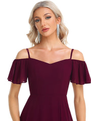 Flattering Deep V Neck Flare Sleeves Bridesmaid Dresses - Shah S. Sahota