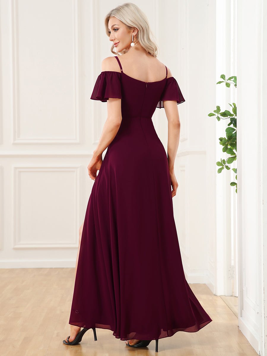 Flattering Deep V Neck Flare Sleeves Bridesmaid Dresses - Shah S. Sahota