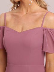 Flattering Deep V Neck Flare Sleeves Bridesmaid Dresses - Shah S. Sahota