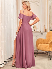 Flattering Deep V Neck Flare Sleeves Bridesmaid Dresses - Shah S. Sahota
