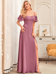 Flattering Deep V Neck Flare Sleeves Bridesmaid Dresses - Shah S. Sahota
