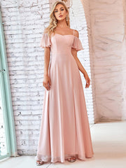Flattering Deep V Neck Flare Sleeves Bridesmaid Dresses - Shah S. Sahota