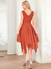 Sleeveless V Neck Mini Chiffon Bridesmaid Dress - Shah S. Sahota