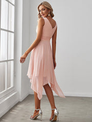 Sleeveless V Neck Mini Chiffon Bridesmaid Dress - Shah S. Sahota