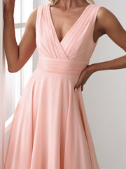 Sleeveless V Neck Mini Chiffon Bridesmaid Dress - Shah S. Sahota