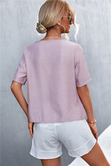 Decorative Button Surplice Top - Shah S. Sahota