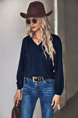 Gathered Detail Tie-Neck Blouse - Shah S. Sahota