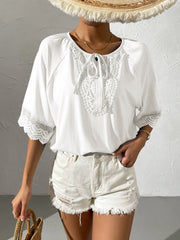 Spliced Lace Tied Tee Shirt - Shah S. Sahota