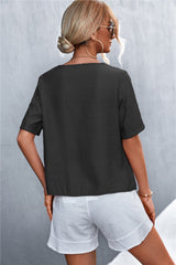 Decorative Button Surplice Top - Shah S. Sahota