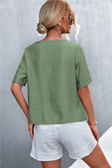 Decorative Button Surplice Top - Shah S. Sahota