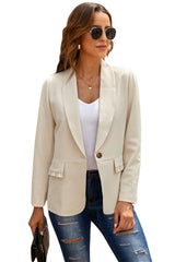 Lapel Collar Button Pocket Blazer - Shah S. Sahota