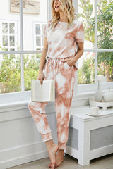 Tie-Dye Round Neck Short Sleeve Top and Pants Lounge Set - Shah S. Sahota
