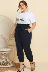 Graphic Tee and Belted Paperbag Joggers Set - Shah S. Sahota