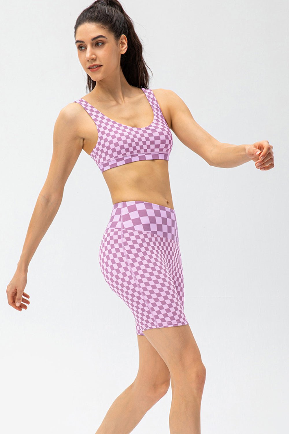 Checkerboard Exposed Seam Biker Shorts - Shah S. Sahota