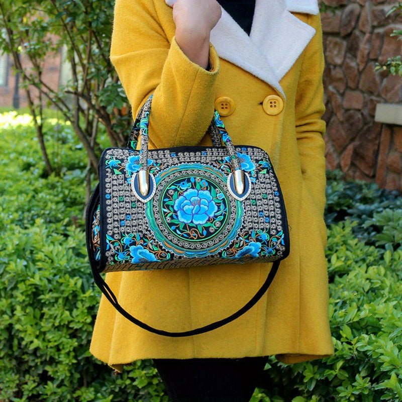 Women's Vintage Embroidered Tote Bag, Ethnic Satchel Bag, All-Match Shoulder Bag - Shah S. Sahota