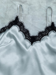 Lace Trim Cami, Shorts, Eye Mask, Scrunchie, and Bag Pajama Set - Shah S. Sahota