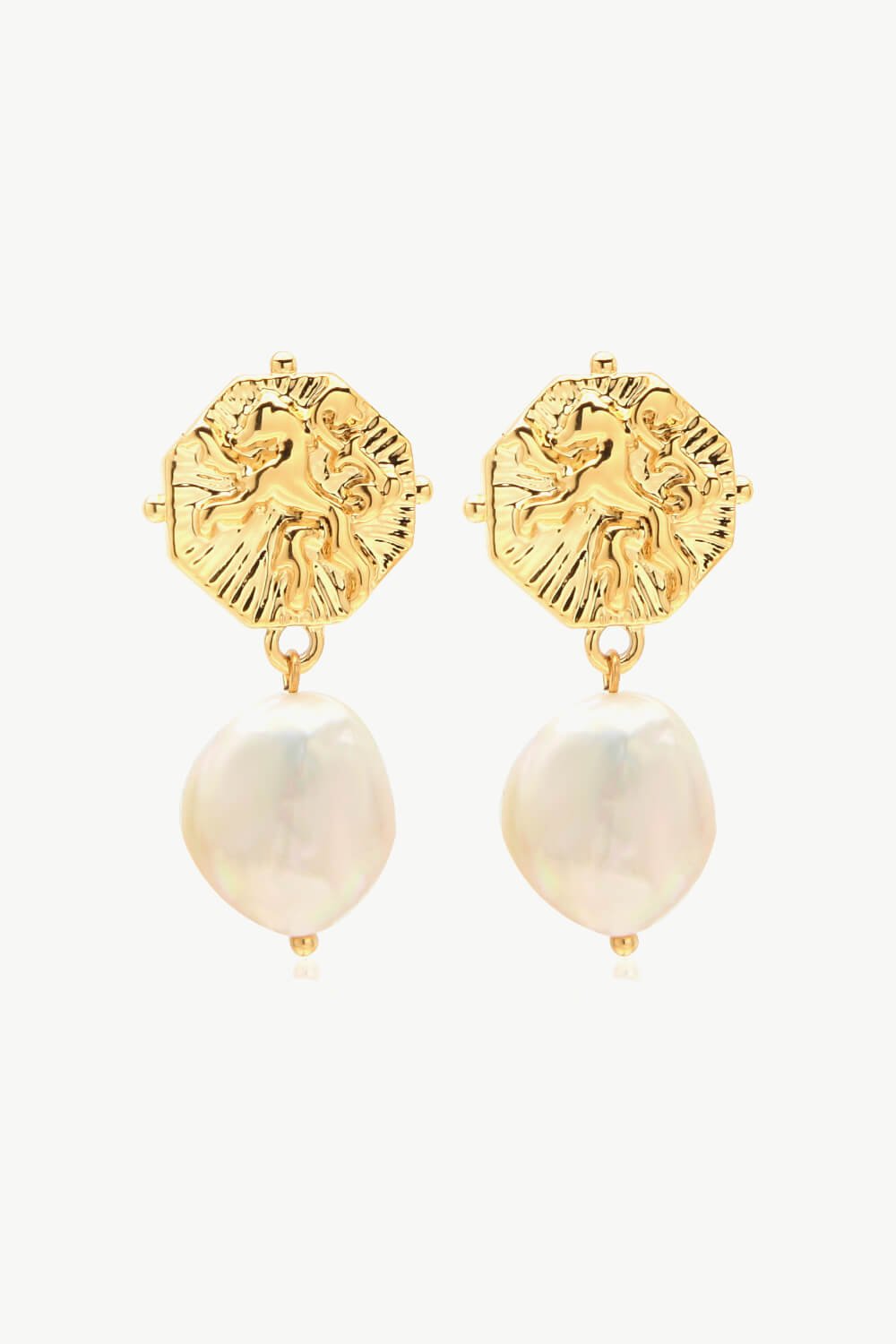 Gold-Plated Copper Pearl Drop Earrings - Shah S. Sahota