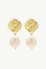 Gold-Plated Copper Pearl Drop Earrings - Shah S. Sahota